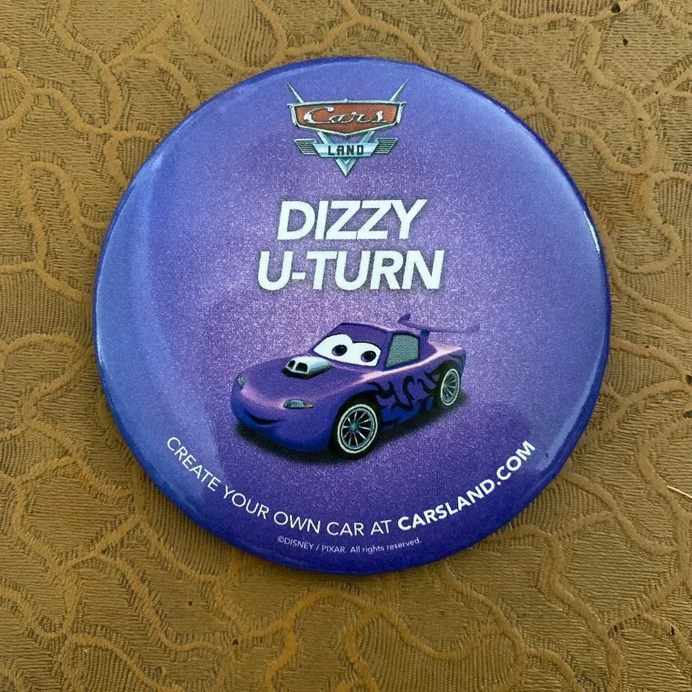 Disney California Adventure Car's Collector Button Carsland Dizzy U-Turn